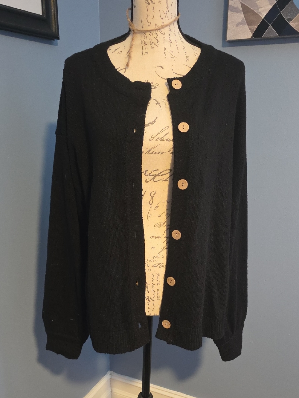Free People Black Button-Front Women's Sweater Cardigan